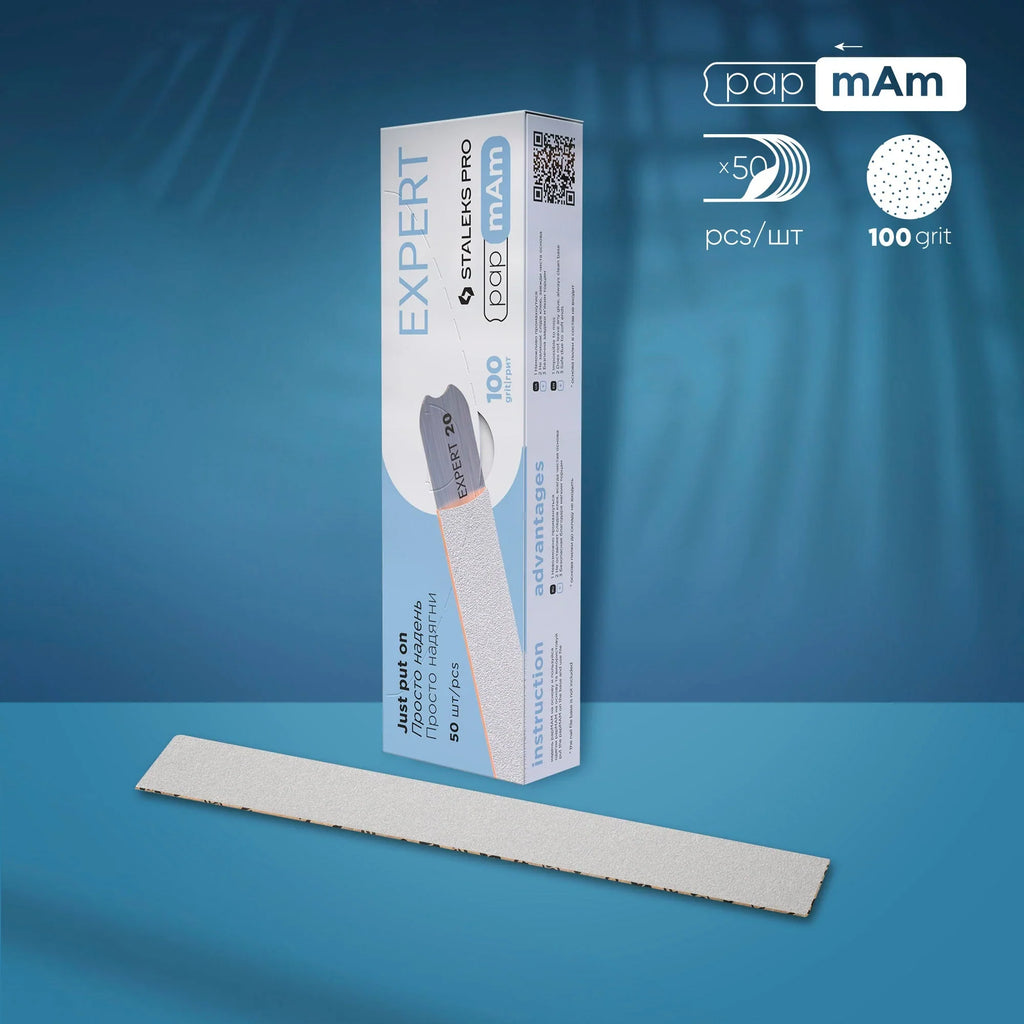 Staleks Pro Expert PapmAm 22 Disposable White Files Straight Nail File Base 50 pc DFCE-22