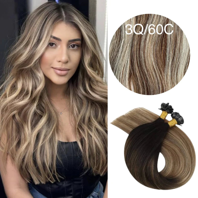 GVA Hair Extensions Hot Fusion 22 Inch With Keratin Bonding Straight 25 pcs Per Pack