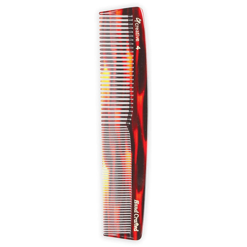 Creative Hair Tools Handmade Tortoise Comb with Medium and Fine Teeth Comb 7.25 Inch C4