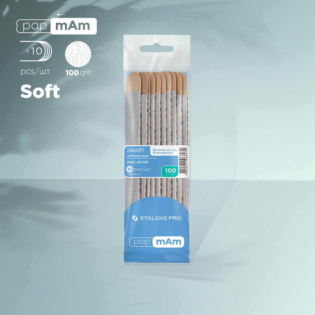 Staleks Pro Smart 20 Disposable Files papmAm Soft Base on a Wooden Base 10 pcs DWC-20