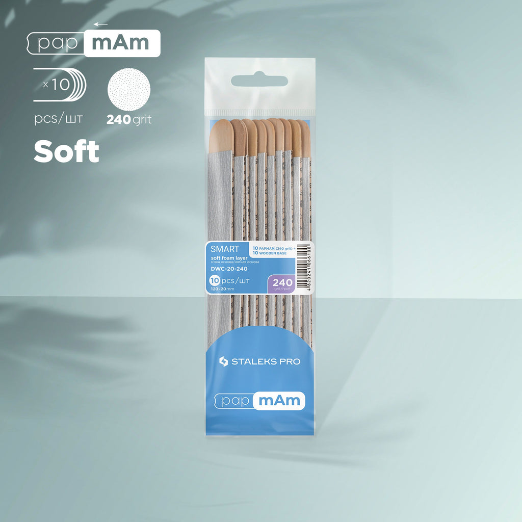 Staleks Pro Smart 20 Disposable Files papmAm Soft Base on a Wooden Base 10 pcs DWC-20 DWC-20-240