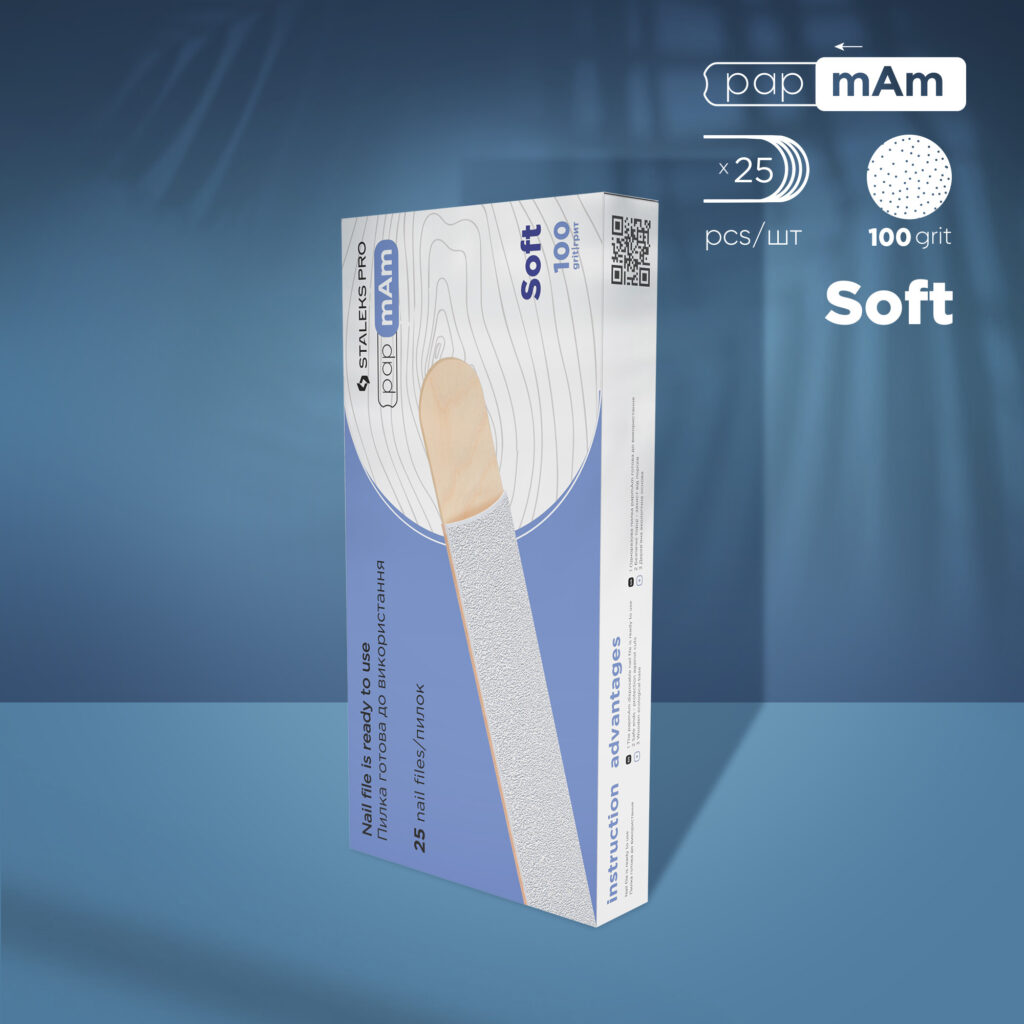 Staleks Pro Expert 20 papmAm Disposable Files (Soft Foam Layer) On A Wooden Base White 25 pcs