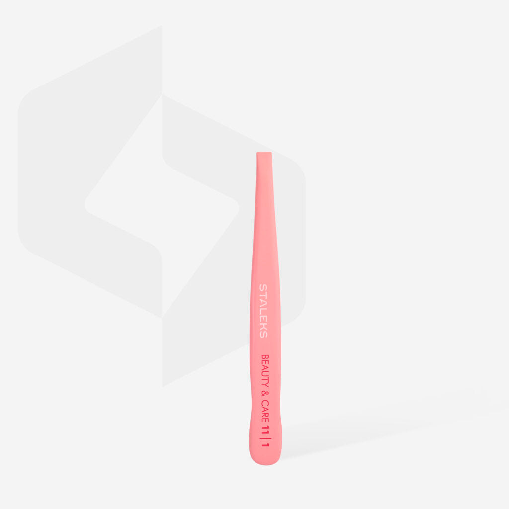 Staleks Beauty & Care 11 Type 1 Eyebrow Tweezers Wide Straight Pink TBC-11/1
