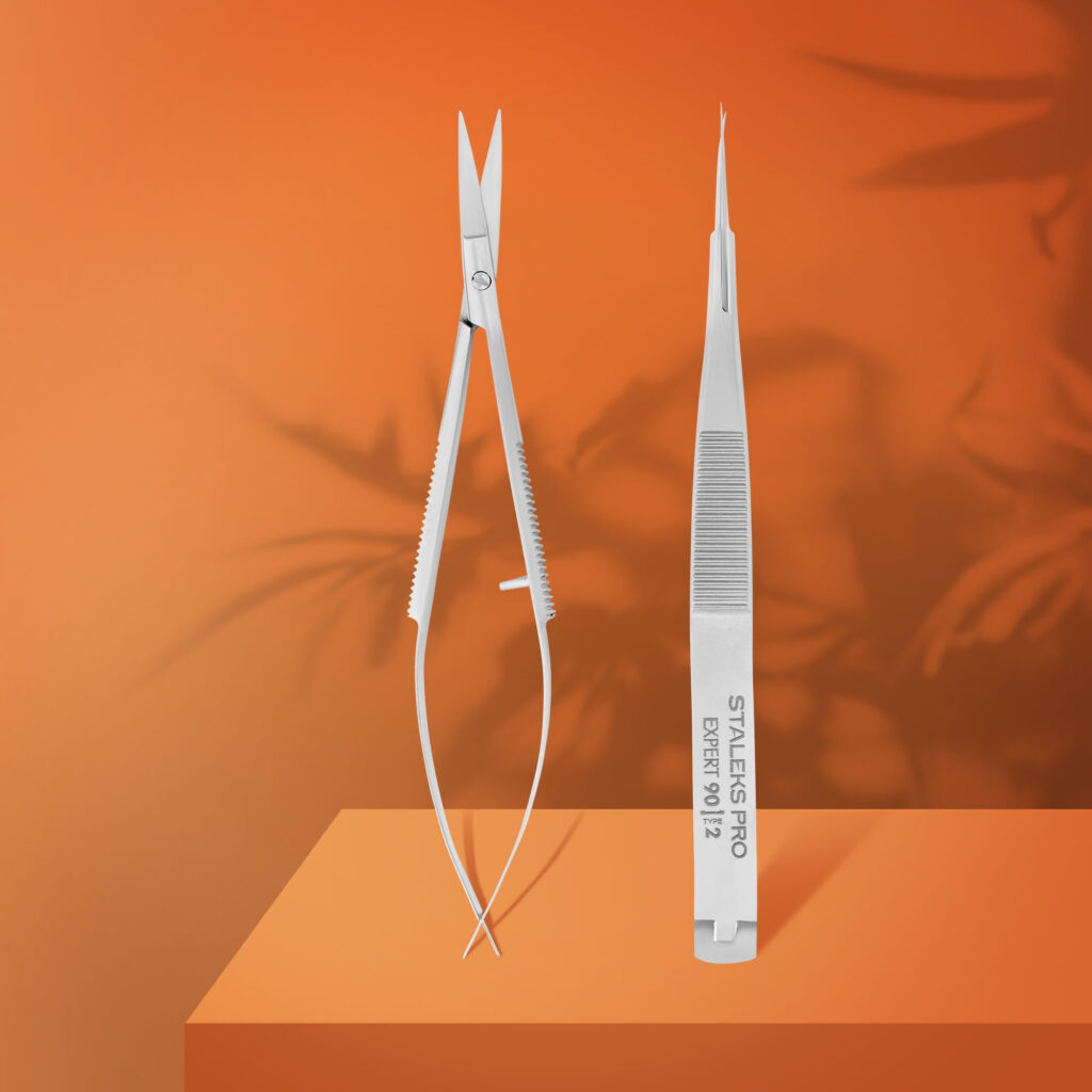 Staleks Pro Expert 90 Type 2 Professional Micro Scissors for Eyebrows Modeling SE-90/2