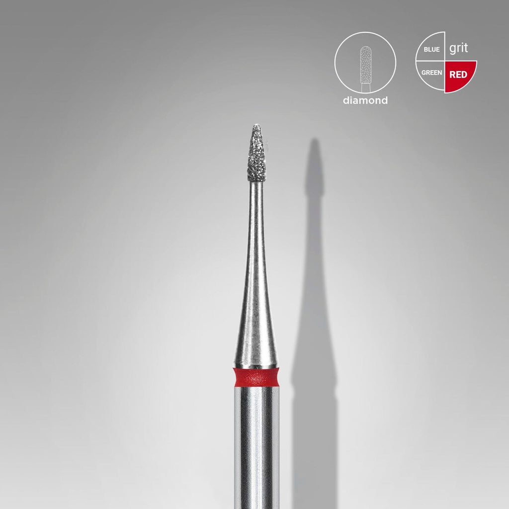 Staleks Pro Expert Diamond Nail Drill Bit Flame Mini Red Head Diameter 1 mm Working Part 3 mm FA12R010/3