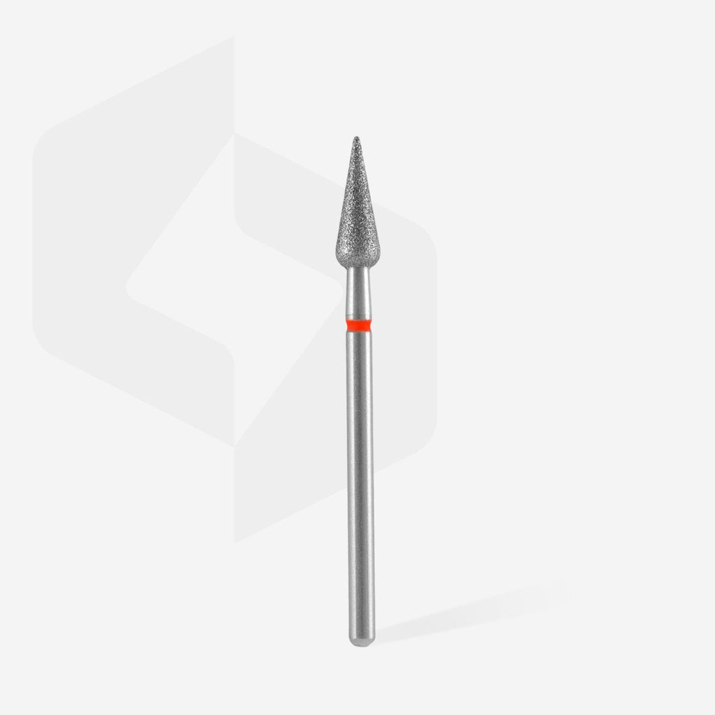 Staleks Pro Expert Diamond Nail Drill Bit Pointed Pear Red Diameter 4 mm Working Part 12 mm FA100R040/12