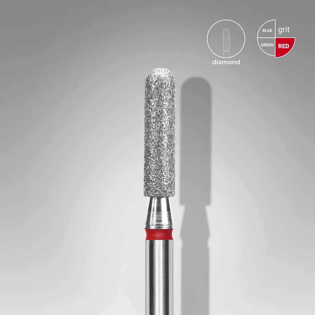 Staleks Pro Expert Diamond Nail Drill Bit Rounded Cylinder Red Head Diameter 2.5 mm Working Part 10 mm FA30R025/10