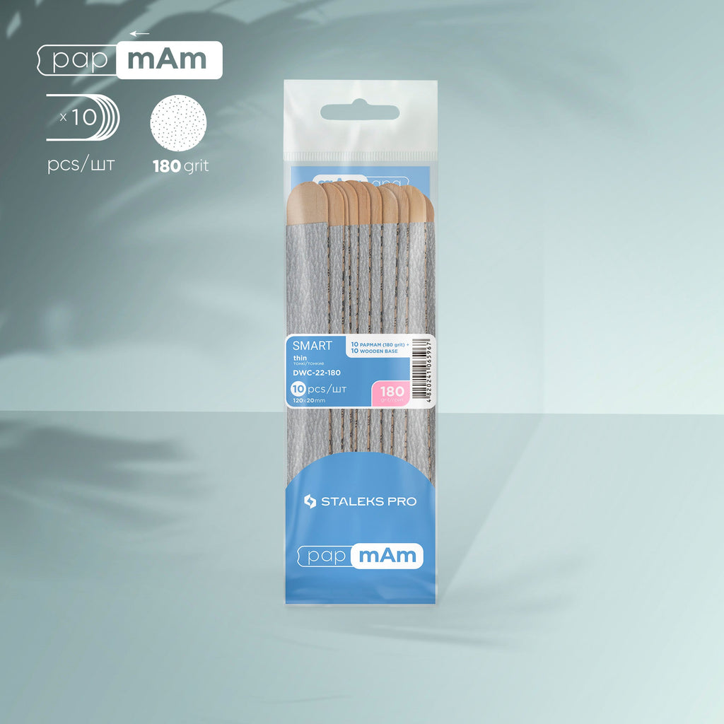 Staleks Pro Smart Disposable Thin Files PapmAm on a Wooden Base 10 pcs DWC-22-180