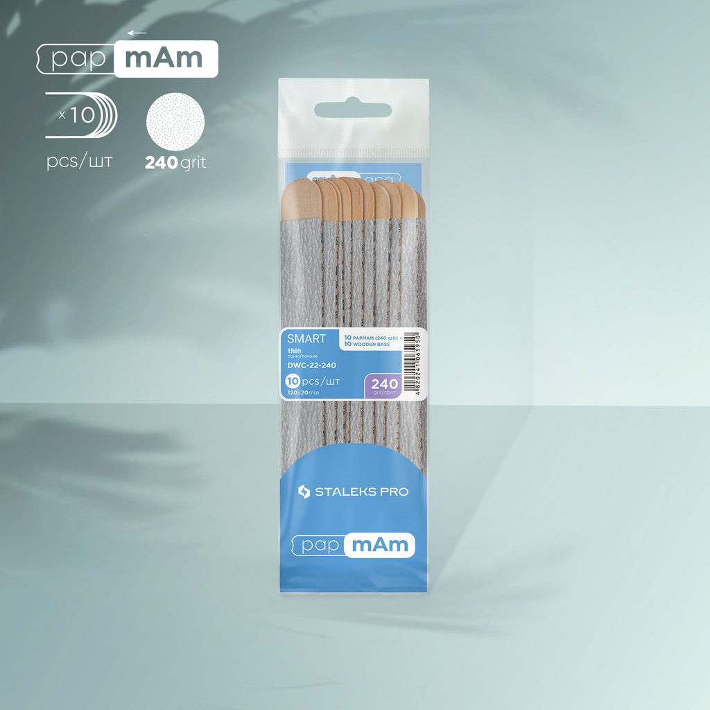 Staleks Pro Smart Disposable Thin Files PapmAm on a Wooden Base 10 pcs DWC-22-240