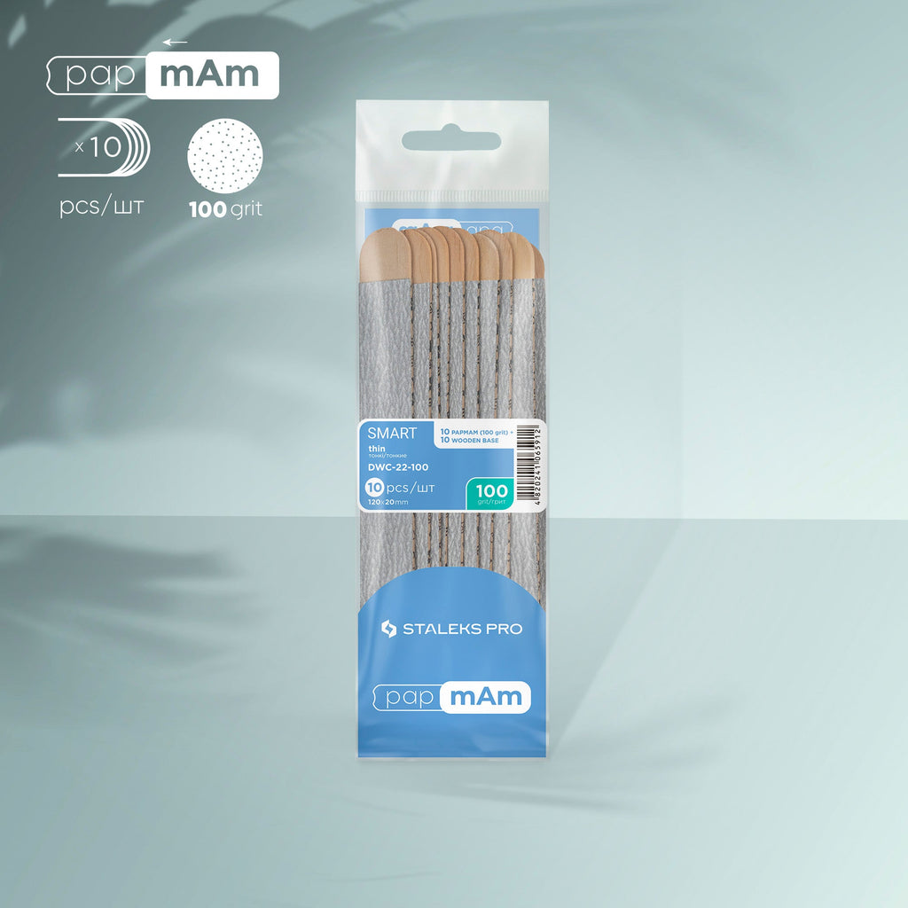 Staleks Pro Smart Disposable Thin Files PapmAm on a Wooden Base 10 pcs DWC-22-100