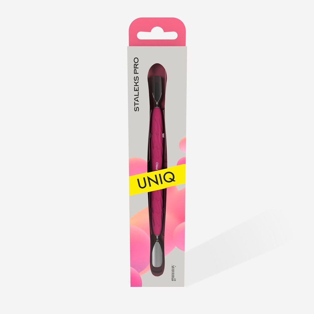 Staleks Pro UNIQ 10 TYPE 1 Gummy Manicure Pusher with Silicone Handle Wide Rounded Pusher + Narrow Rounded Pusher PQ-10/1