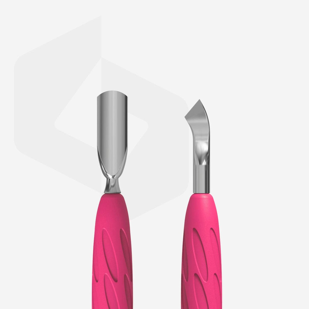 Staleks Pro UNIQ 10 TYPE 4.2 Gummy Manicure Pusher with Silicone Handle Narrow Rounded Pusher + Bent Blade PQ-10/4.2