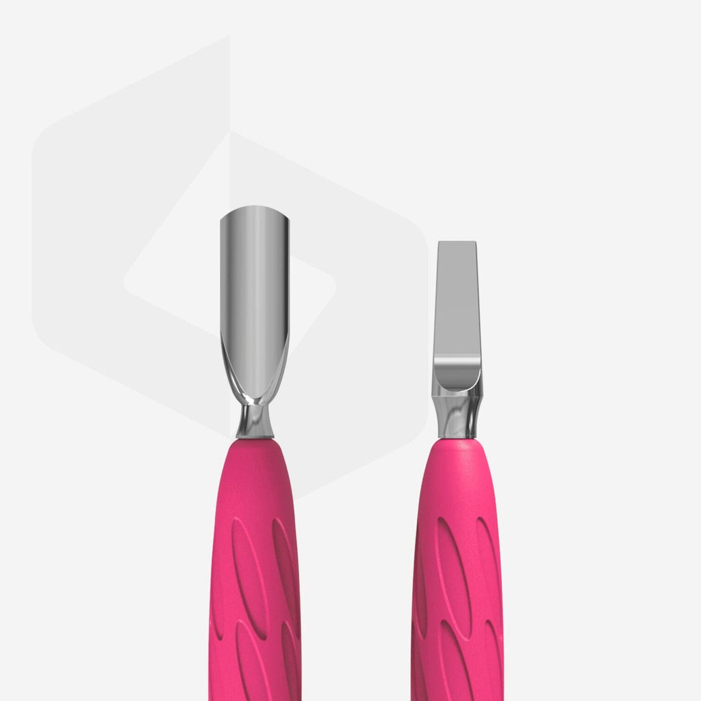 Staleks Pro UNIQ 10 TYPE 5 Gummy Manicure Pusher with Silicone Handle Narrow Rounded Pusher + Wide Blade PQ-10/5