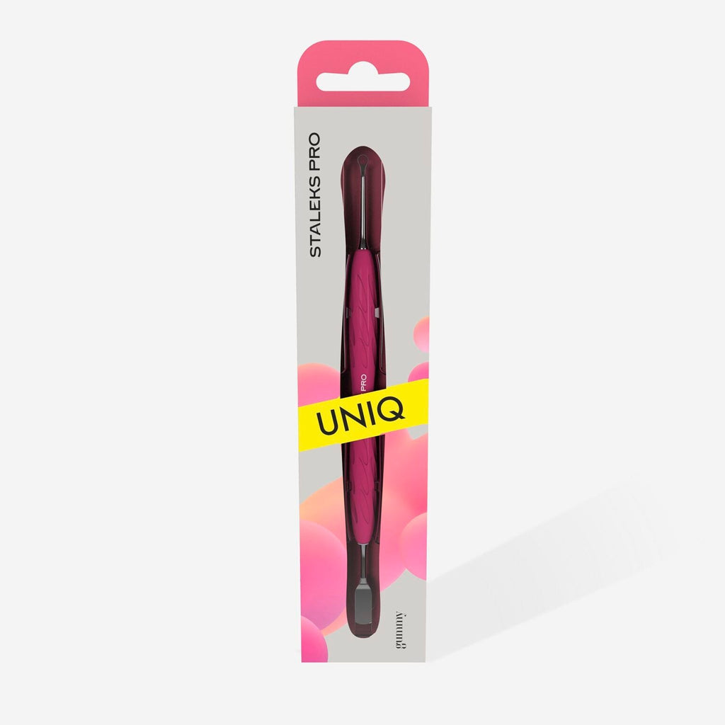 Staleks Pro UNIQ 11 TYPE 1 Gummy Manicure Pusher with Silicone Handle Flat Straight Pusher + Ring PQ-11/1