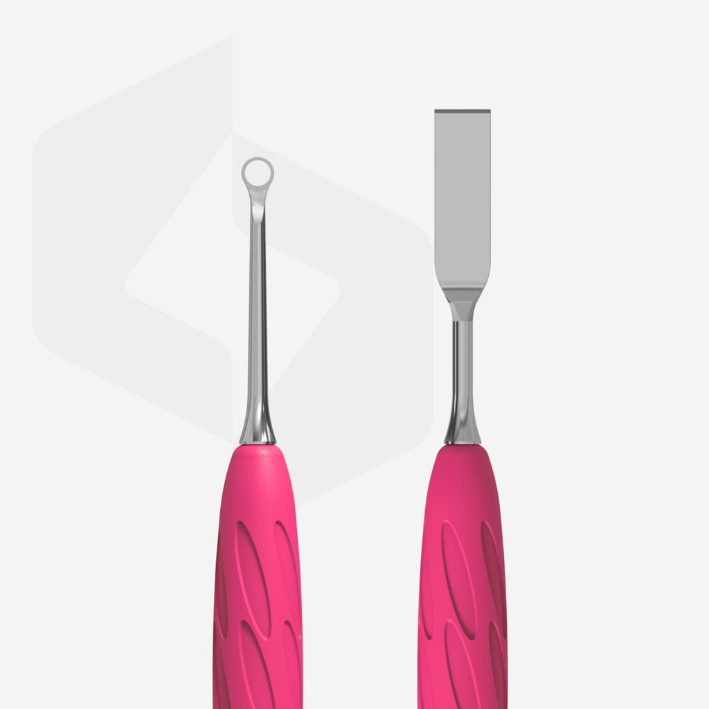 Staleks Pro UNIQ 11 TYPE 1 Gummy Manicure Pusher with Silicone Handle Flat Straight Pusher + Ring PQ-11/1