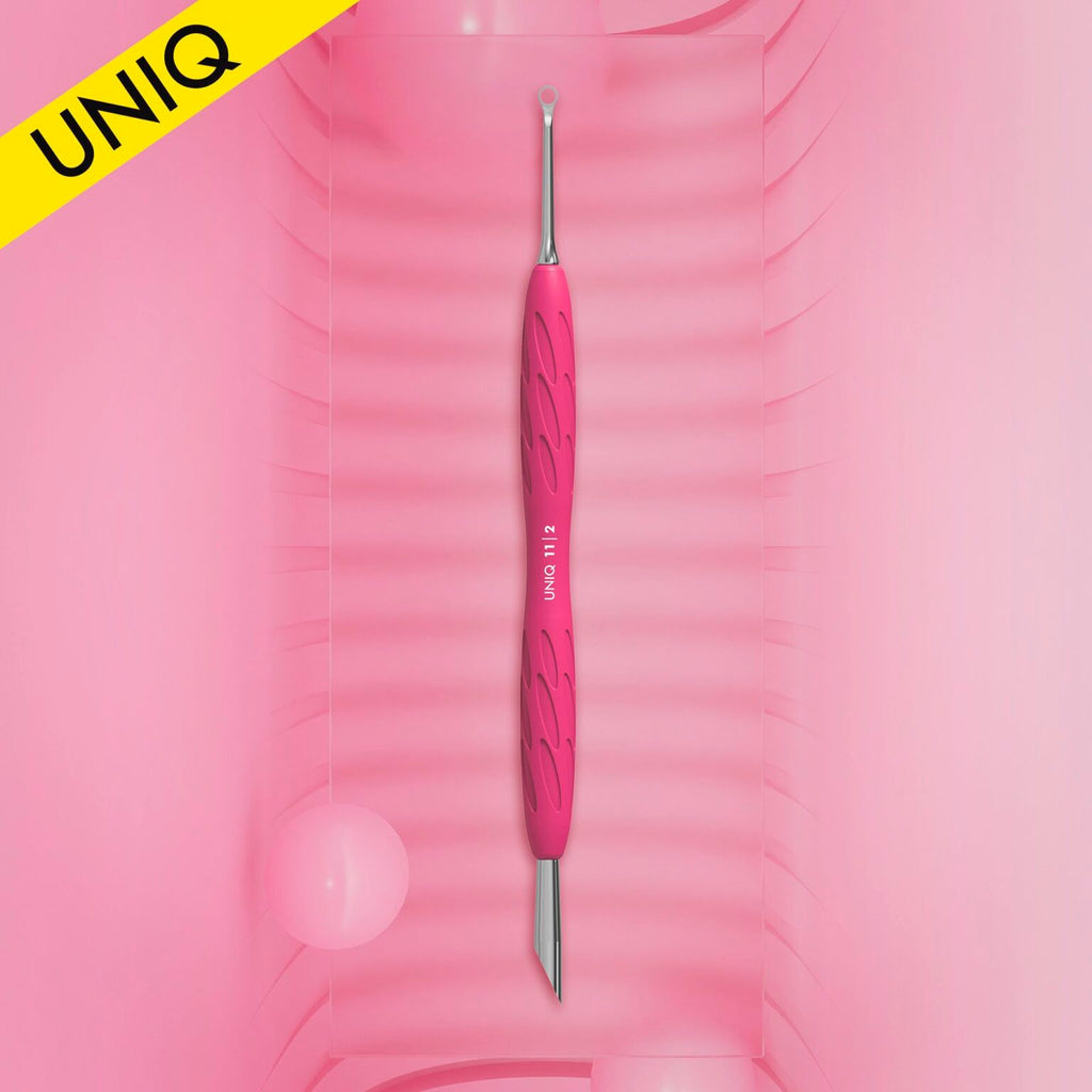Staleks Pro UNIQ 11 TYPE 2 Gummy Manicure Pusher with Silicone Handle Slanted Pusher + Ring PQ-11/2