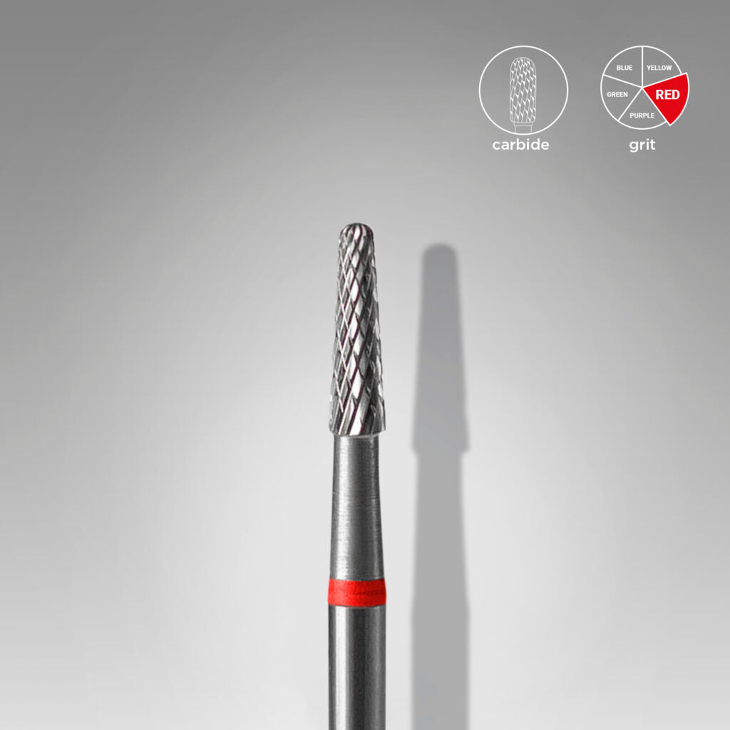 Staleks Pro Expert Carbide Nail Drill Bit Cone Red Head Diameter 2.3 mm Working Part 8 mm FT71R023/8