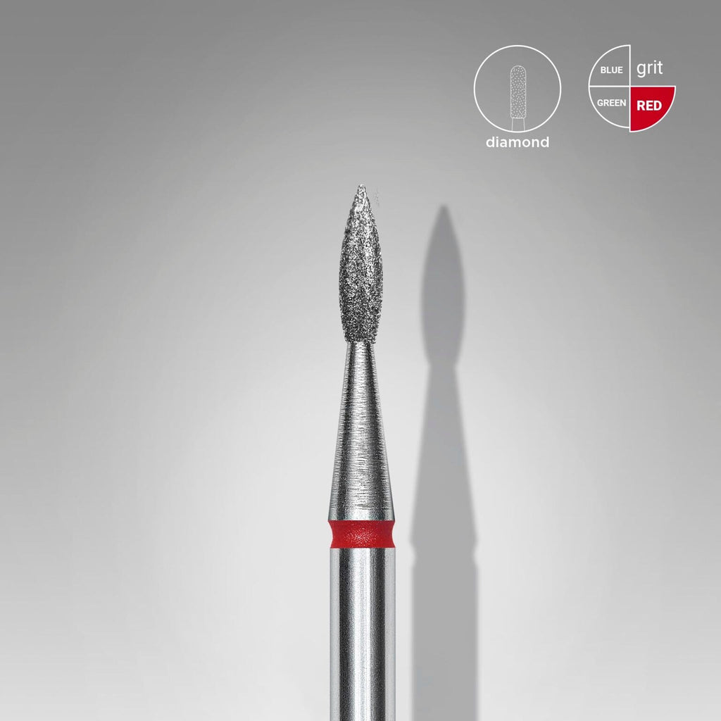 Staleks Pro Expert Diamond Nail Drill Bit Pointed Flame Red Head diameter 1.8 mm Working Part 8 mm FA11R018/8