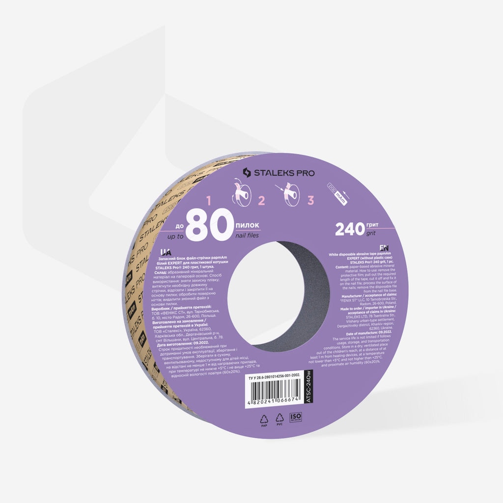 Staleks Pro Expert papmAm White Disposable Abrasive Tape (Without Plastic Case) ATSC-240w White
