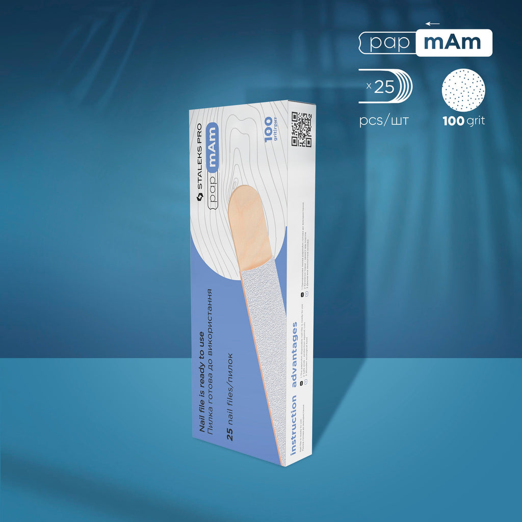 Staleks Pro Expert 22 Disposable White papmAm Nail Files On A Wooden Base 25 pcs DWCE-22 White