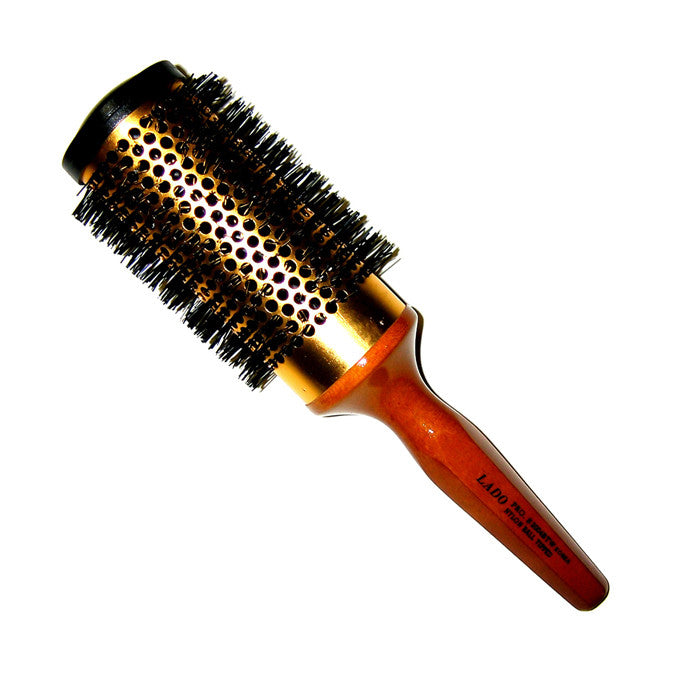 Lado Gold Hot Curling with Wood Handle Brush 3 inch Dia 2004BTW