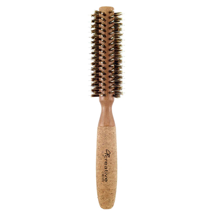 Creative Hair Tools Eco-Friendly Birchwood and Cork Mixed Bristle Round Hair Brush