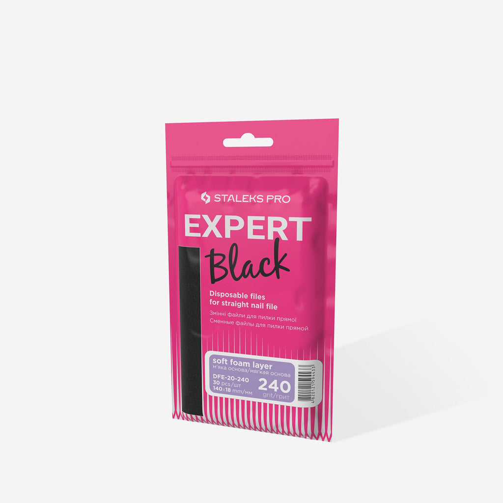 Staleks Pro Expert 20 Refill Pads for Straight Nail File (Soft Base) Black 30 pcs DFE-20-240