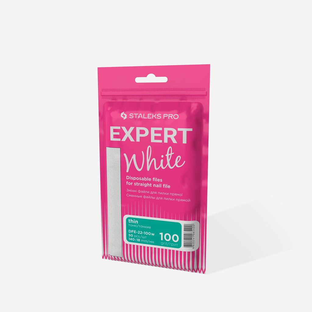 Staleks Pro Expert 22 White Disposable Files for Straight Nail File 50 pcs DFE-22 White