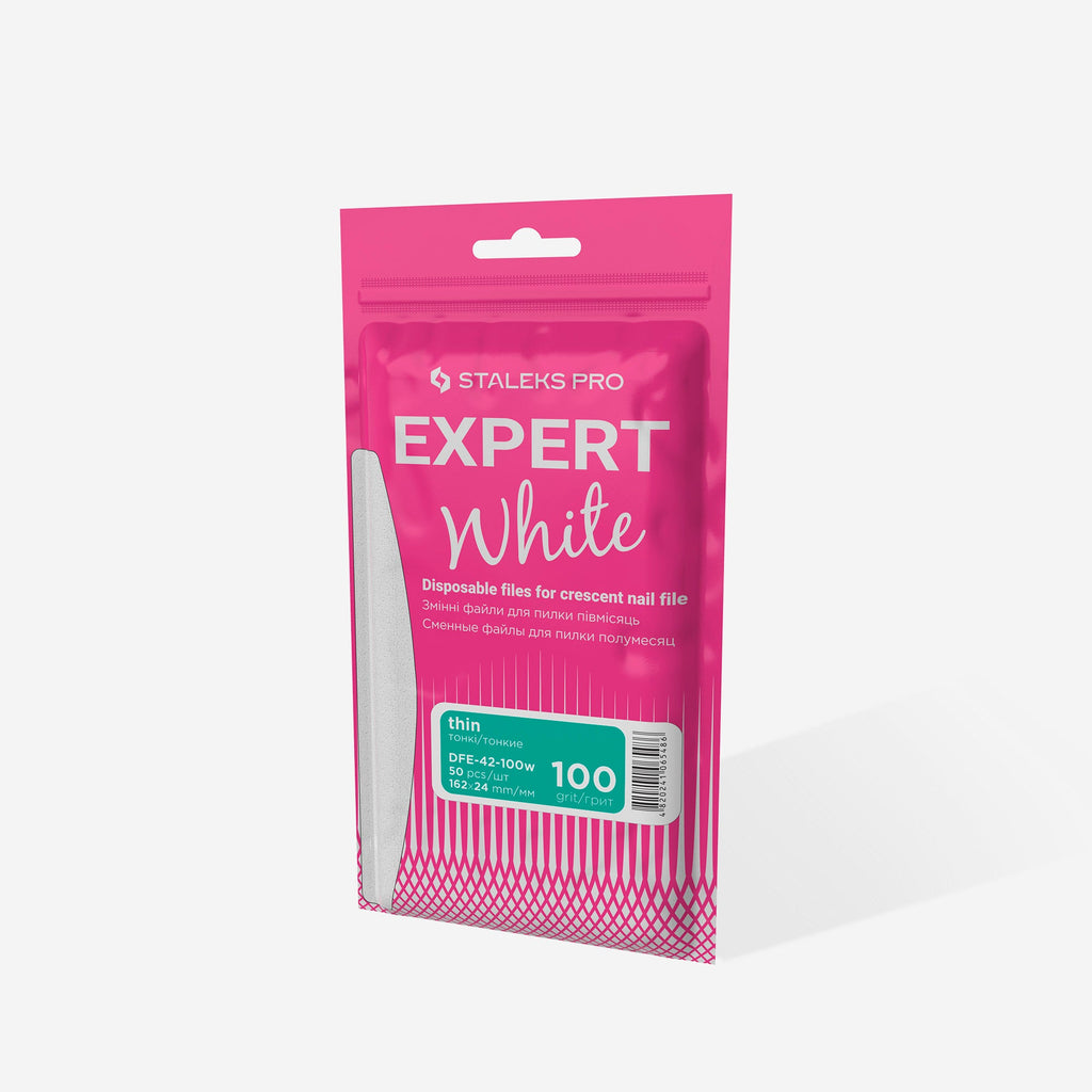 Staleks Pro Expert 42 White Disposable Files for Crescent Shape Nail File DFE-42 White