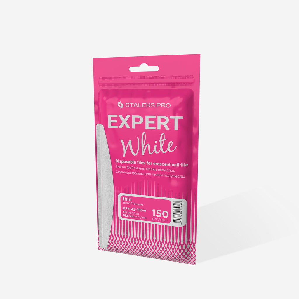 Staleks Pro Expert 42 White Disposable Files for Crescent Shape Nail File DFE-42-150