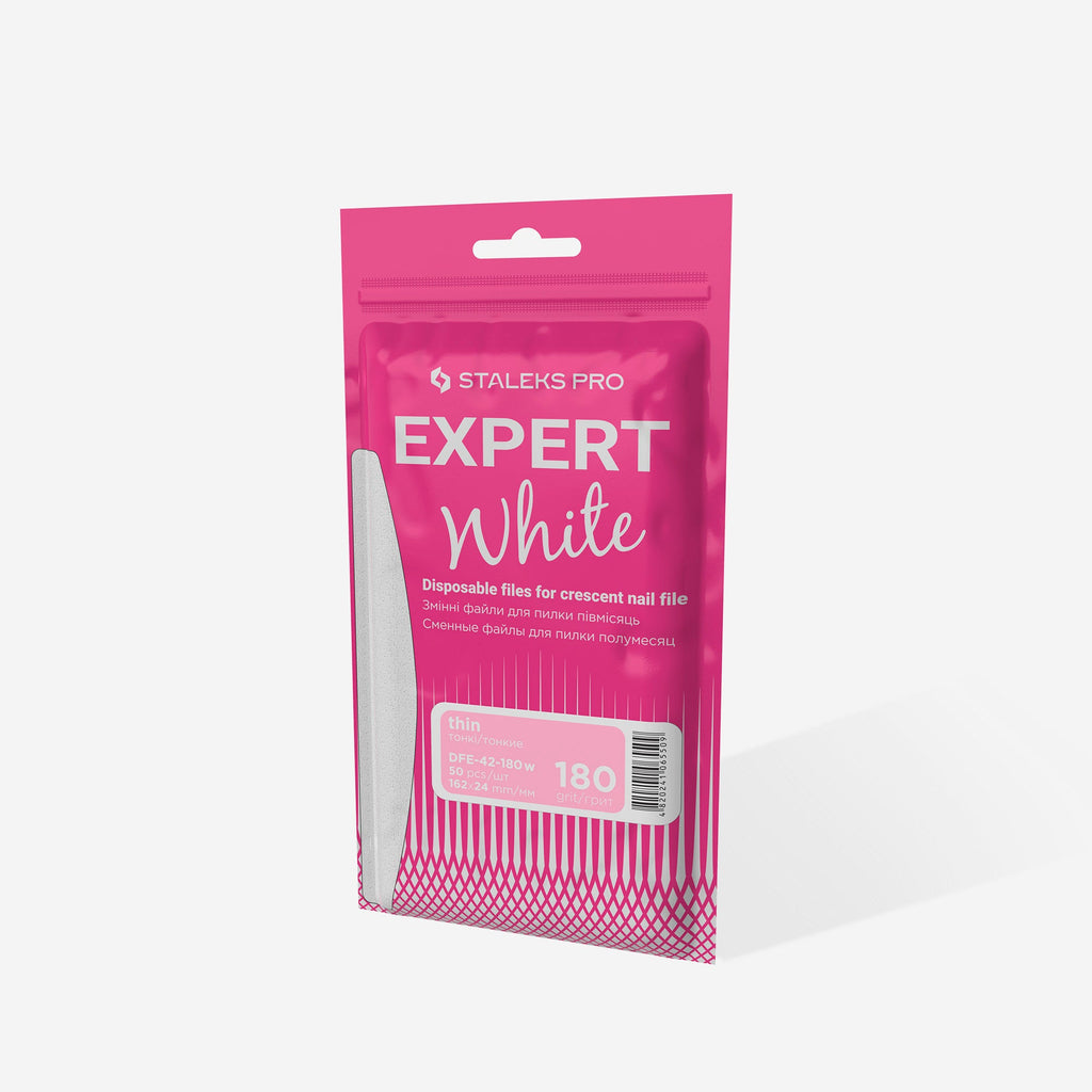 Staleks Pro Expert 42 White Disposable Files for Crescent Shape Nail File DFE-42-180