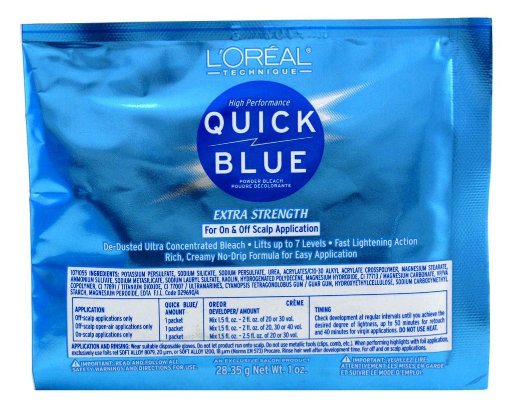 L'Oreal Quick Blue Powder Bleach Extra Strength Lifts Up to 7 Levels 1 oz