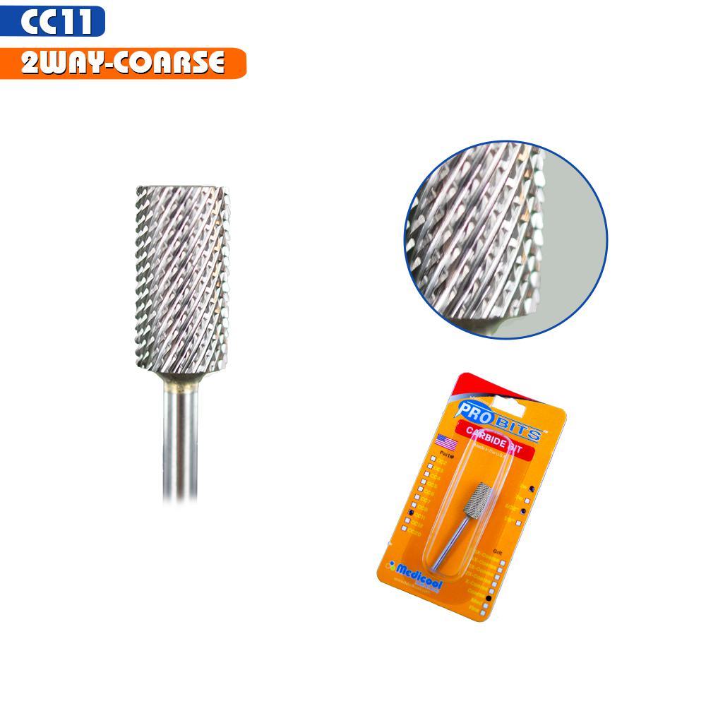 Medicool Silver Carbide Large Two-Way Barrel Bits for Nails Coarse CC11