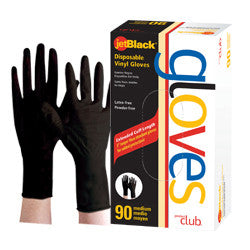 Product Club Disposable Jet Black Vinyl Gloves 90 ct. box