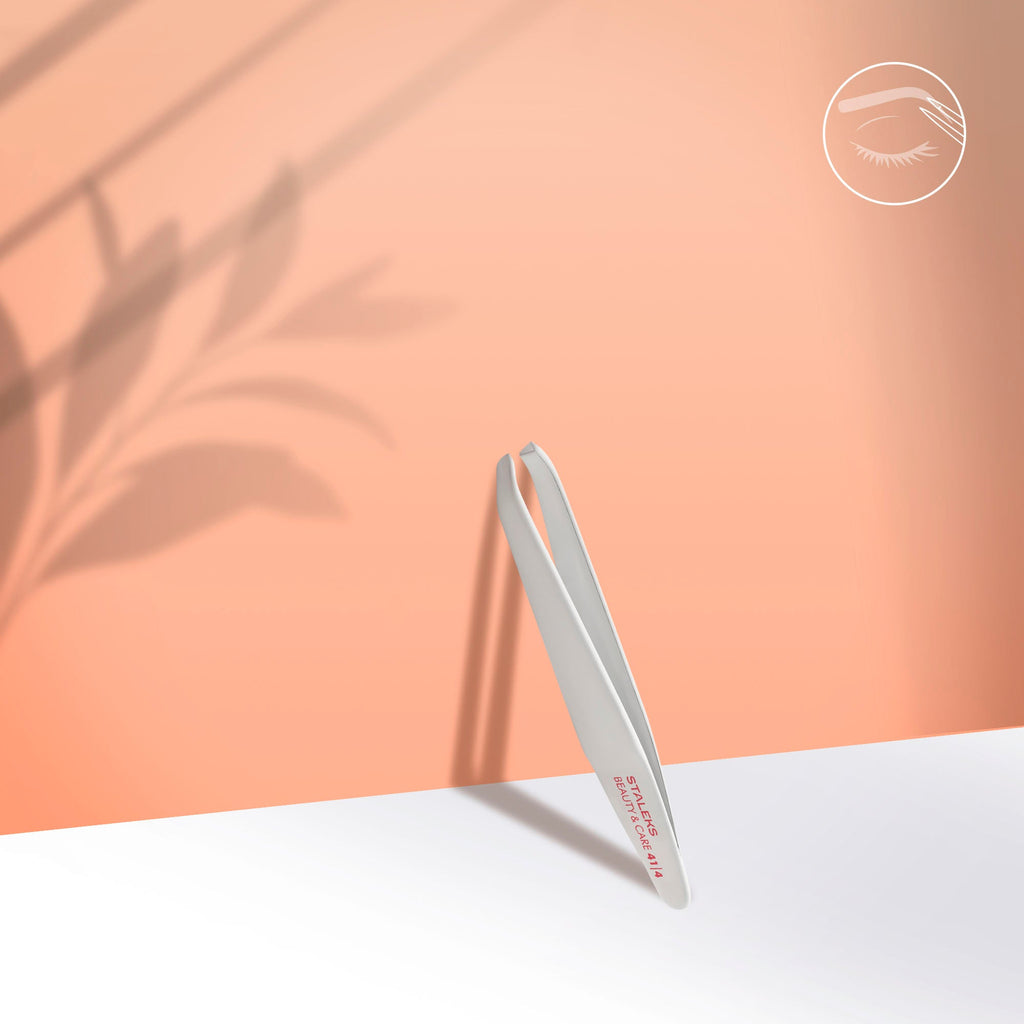 Staleks Beauty & Care 41 Type 4 Eyebrow Tweezers Compact Size Slant White TBC-41/4