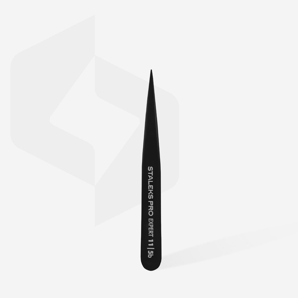 Staleks Pro Expert 11 Type 5b Eyebrow Tweezers Point Black TE-11/5b