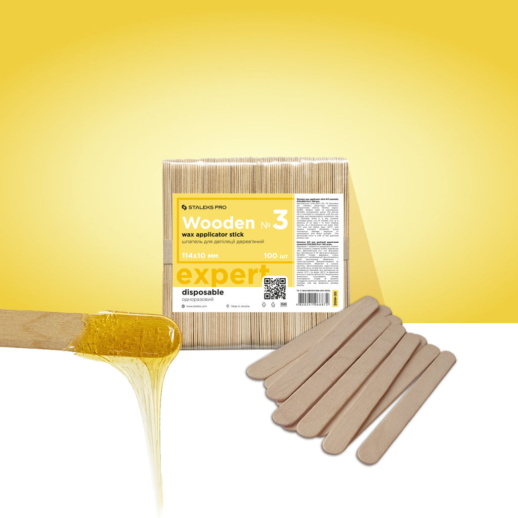 Staleks Pro Expert 30 Wooden Wax Applicator Stick Spatula Disposable 100 pcs DSW-30