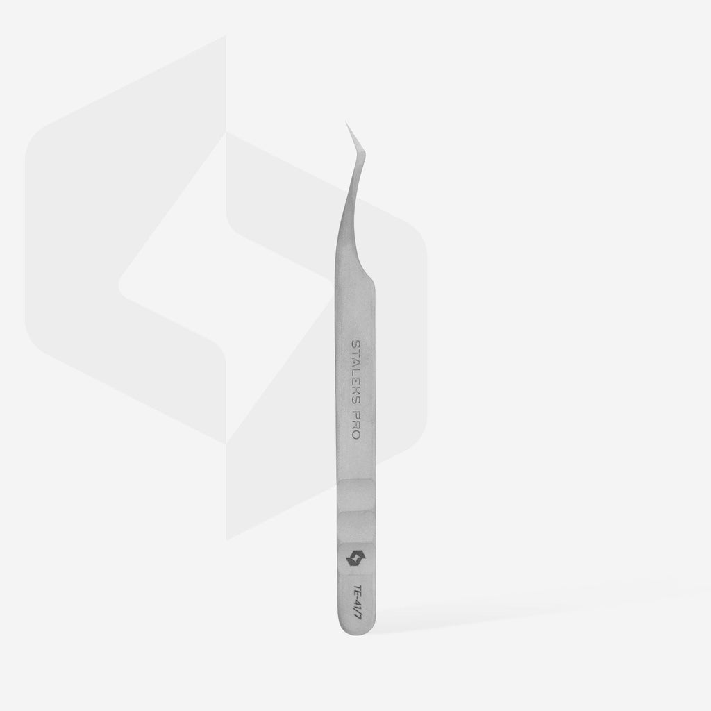 Staleks Pro Expert 41 Type 7 Professional Eyelash Tweezers L-Shaped TE-41/7