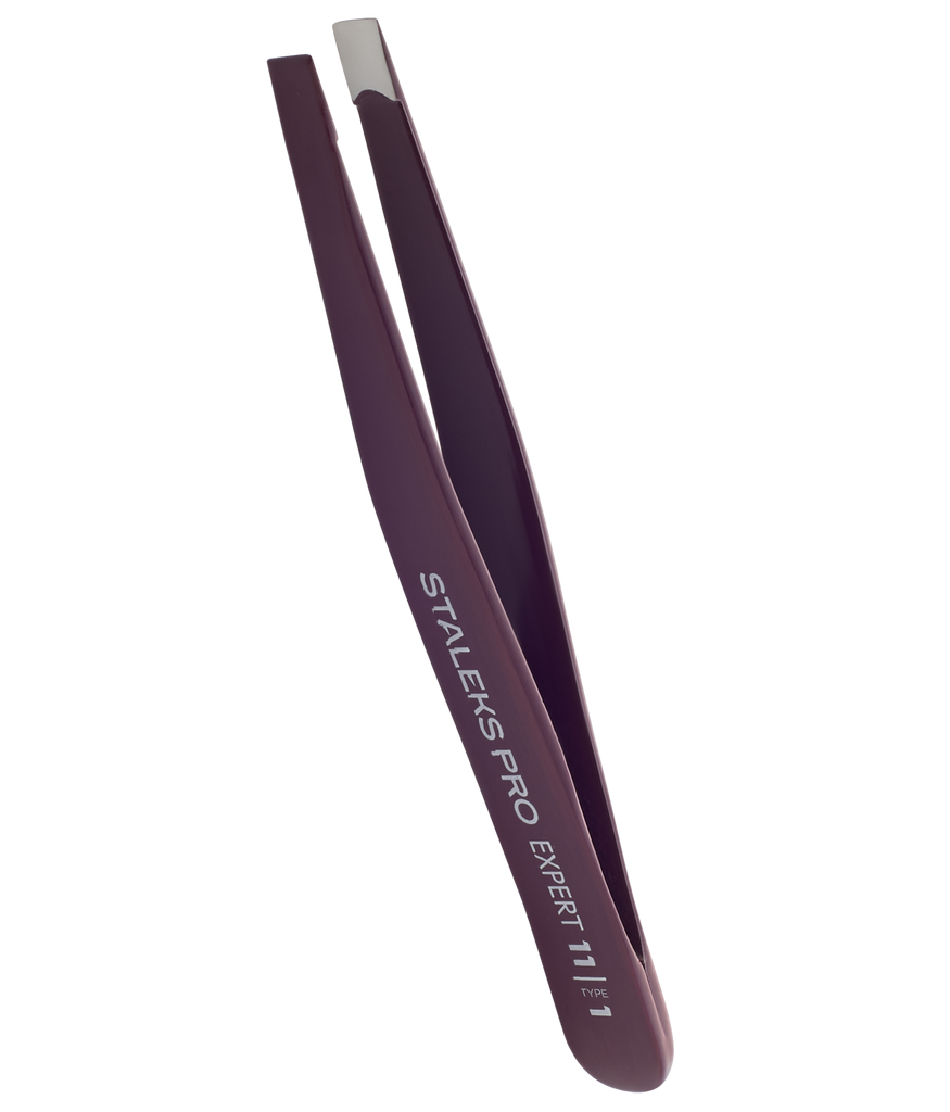 Staleks Pro Expert 11 Type 1 Eyebrow Tweezers Wide Straight TE-11/1 Violet