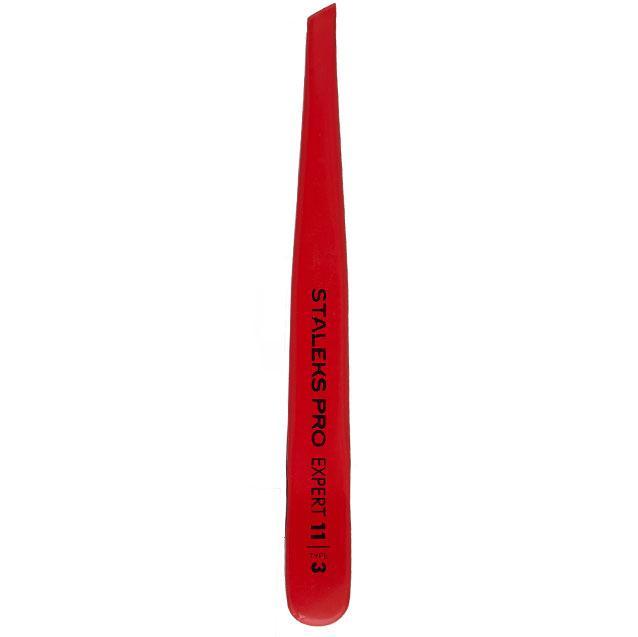 Staleks Pro Expert 11 Type 3r Eyebrow Tweezers Wide Slant Red TE-11/3r