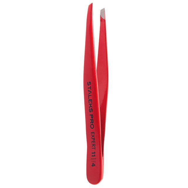 Staleks Pro Expert 11 Type 4r Eyebrow Tweezers Slant Red TE-11/4r