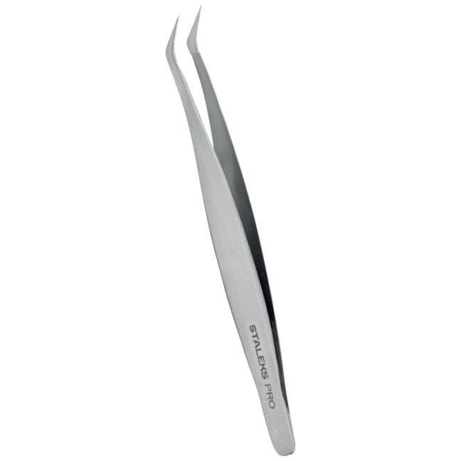 Staleks Pro Expert 40 Type 13 Professional Eyelash Tweezers Curved L-shaped, 40' TE-40/13