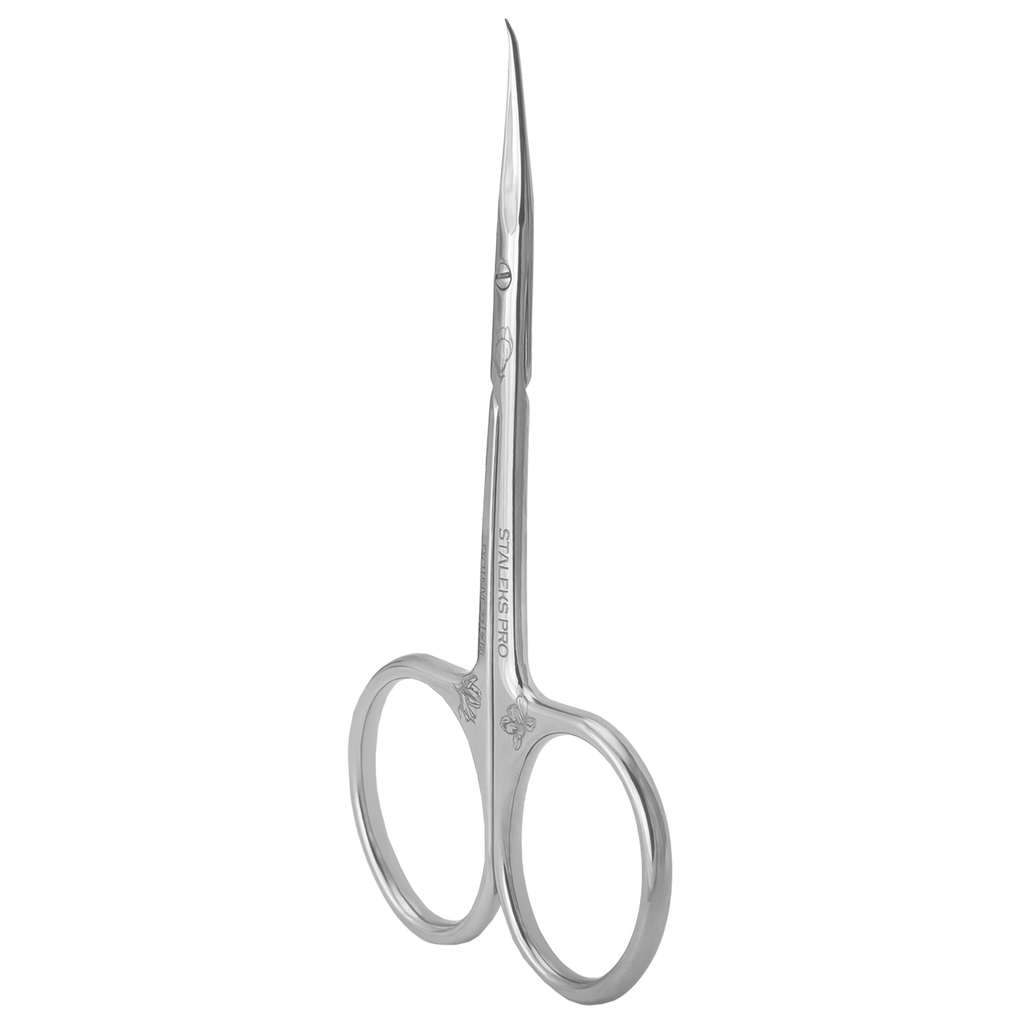 Staleks Pro Exclusive 21 Type 2 Professional Cuticle Scissors with Hook Shortened Curved Handles Magnolia SX-21/2m