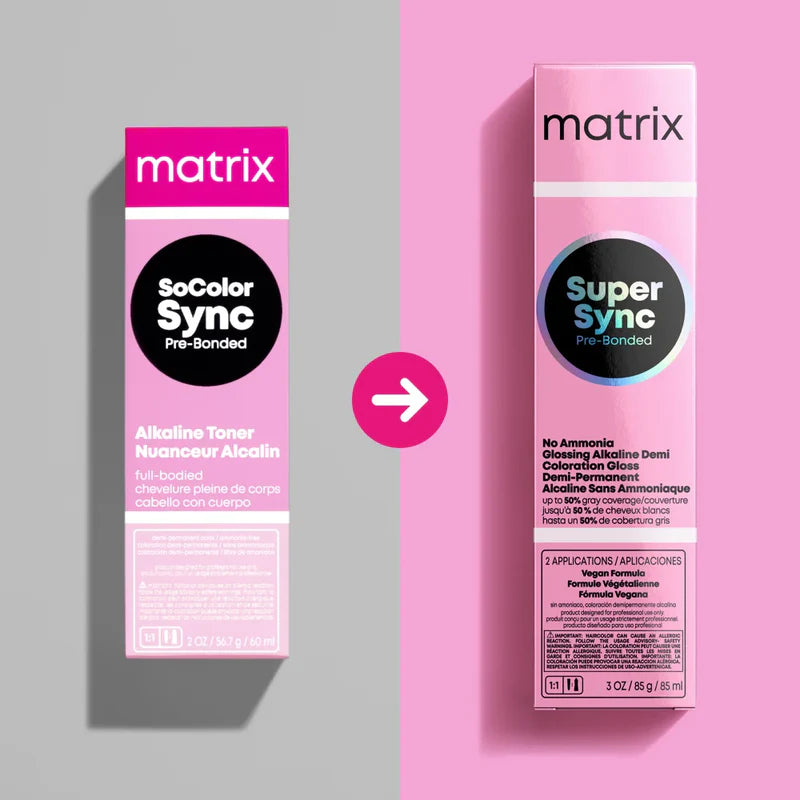 Matrix Super Sync Pre-Bonded Alkaline Demi-Permanent No ammonia Toners 3 oz