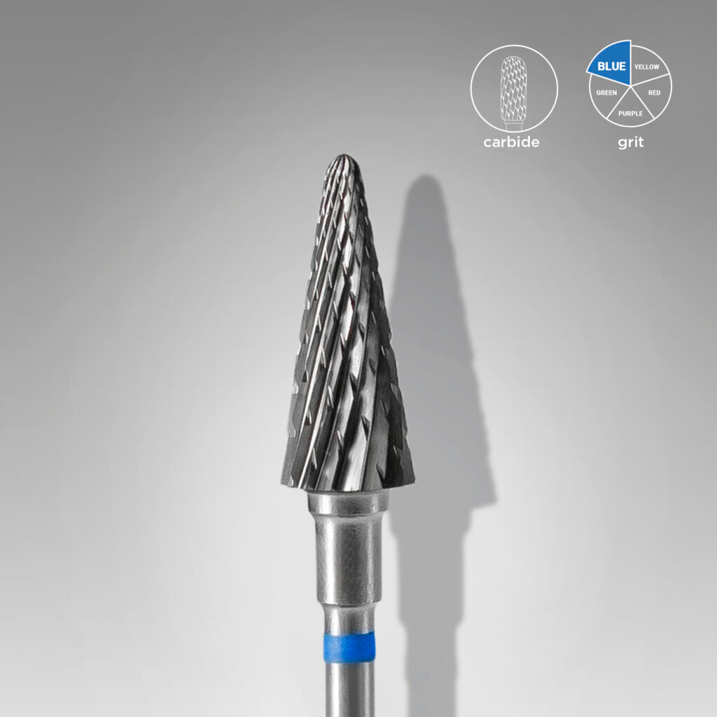 Staleks Pro Expert Carbide Nail Drill Bit Cone Blue Head Diameter 6 mm Working Part 14 mm FT71B060/14