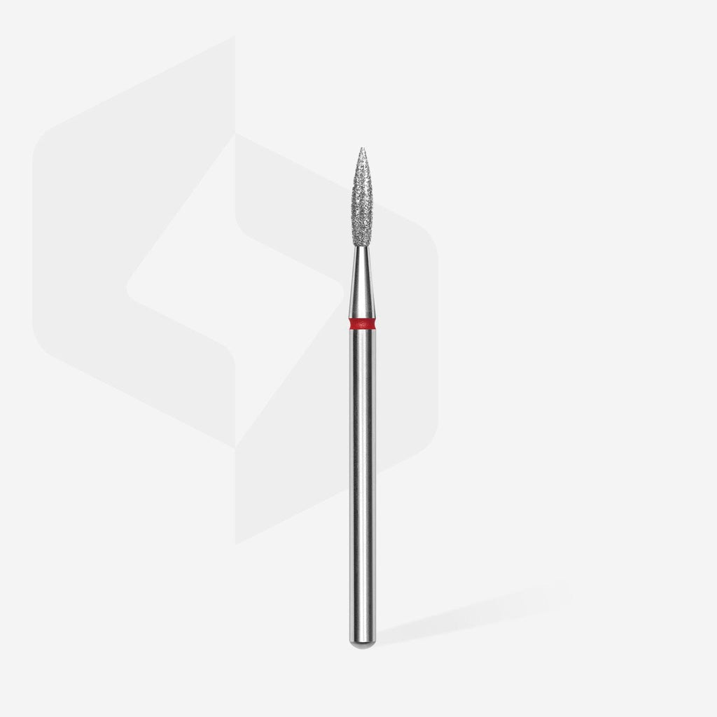 Staleks Pro Expert Diamond Nail Drill Bit Pointed Flame Red Head Diameter 2.3 mm Working Part 8 mm FA11R023/8