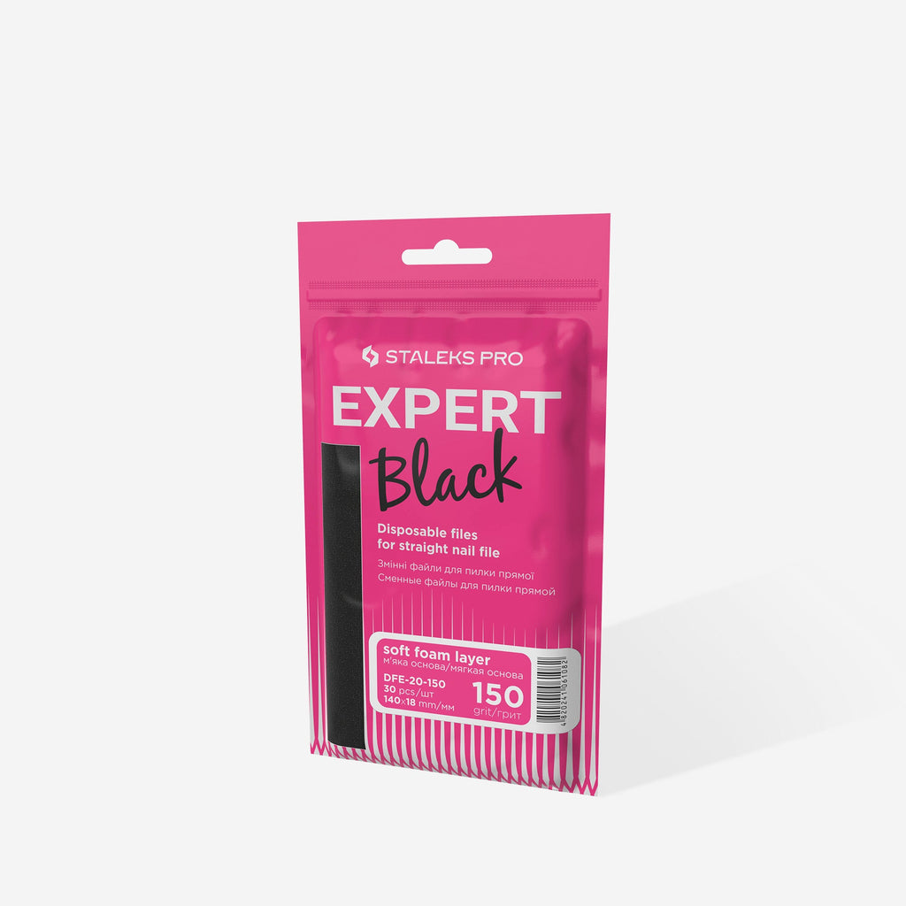 Staleks Pro Expert 20 Refill Pads for Straight Nail File (Soft Base) Black 30 pcs DFE-20-150
