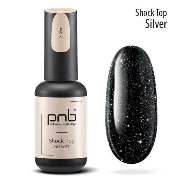PNB Professional Nail Boutique UV/LED Shock Top Coat No Wipe 0.28 oz silver