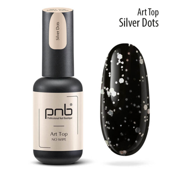 PNB Professional Nail Boutique UV/LED Art TOP Coat 0.28 oz Silver Dots