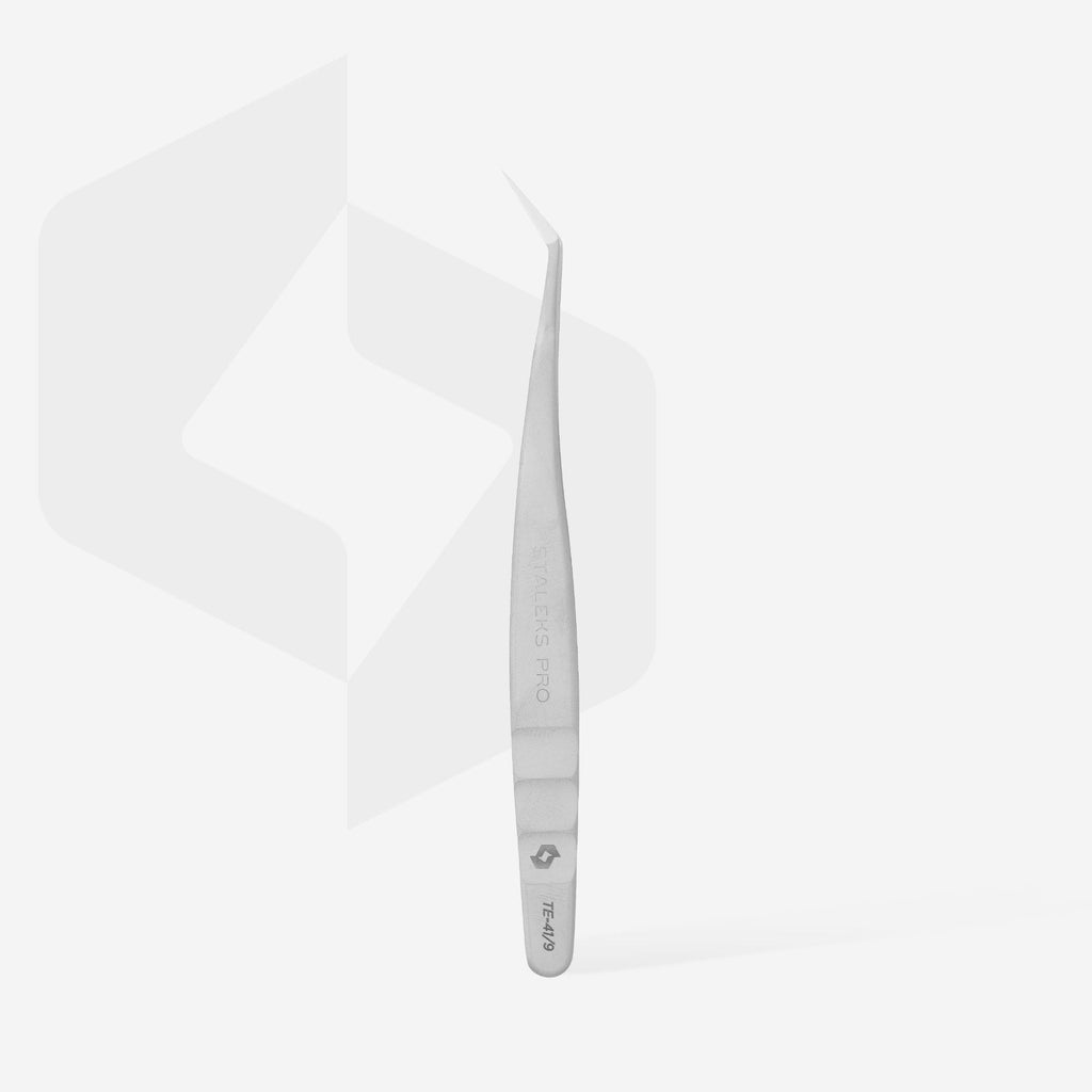 Staleks Pro Expert 41 Type 9 Professional Eyelash Tweezers L-shaped 35' TE-41/9
